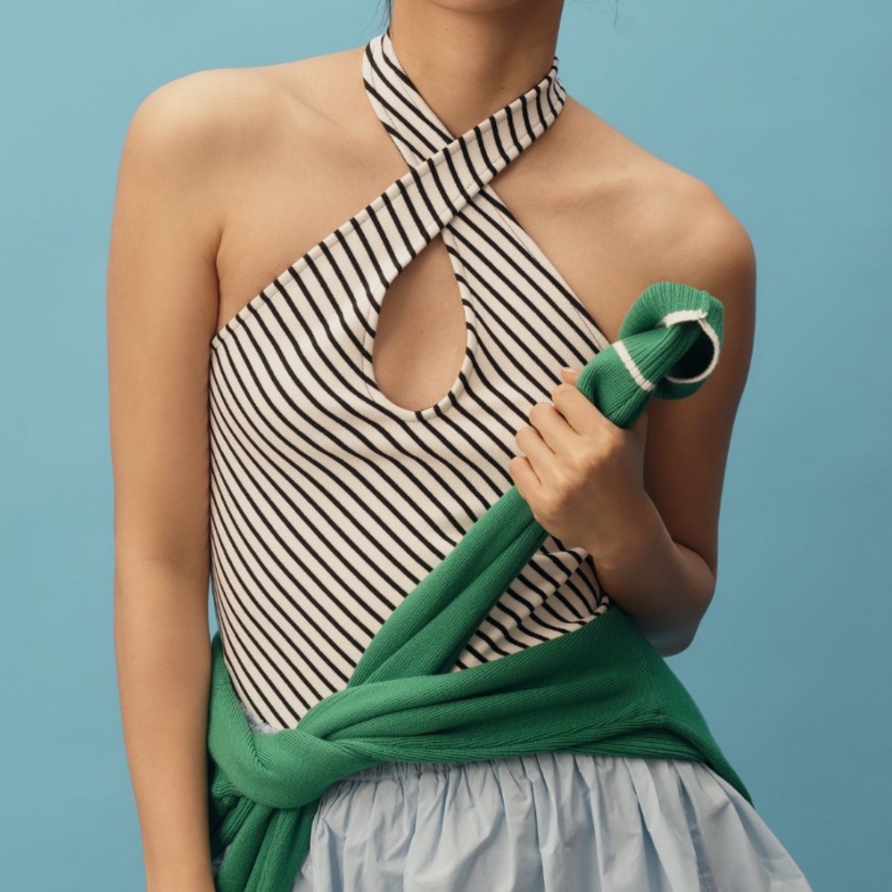 Anthropologie Maeve Striped Halter Top NWT